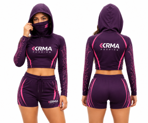 Premium Women’s Hooded Crop Top & Shorts Set | Custom Activewear Manufacturer | KRMA Fashion