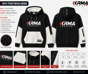 Boys Streetwear Hoodie – Premium Fleece | KRMA Fashion