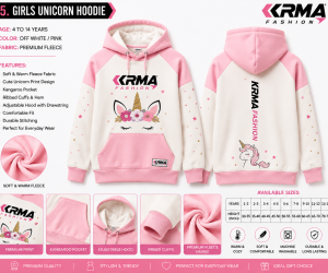 Girls Unicorn Print Hoodie – Soft, Stylish & Cozy