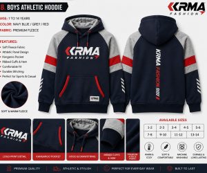 Boys Athletic Hoodie – Premium Custom Apparel Manufacturing | KRMA Fashion