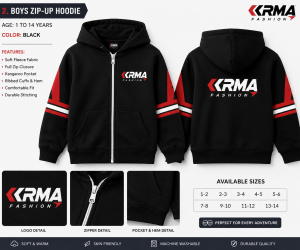 Boys Zip-Up Hoodie | Custom Apparel Manufacturing