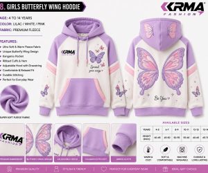 Girls Butterfly Wing Hoodie – Lilac, White & Pink Premium Fleece